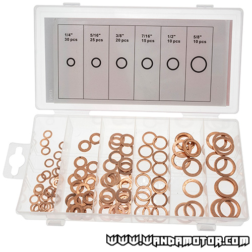 Copper washer assortment 110 pcs